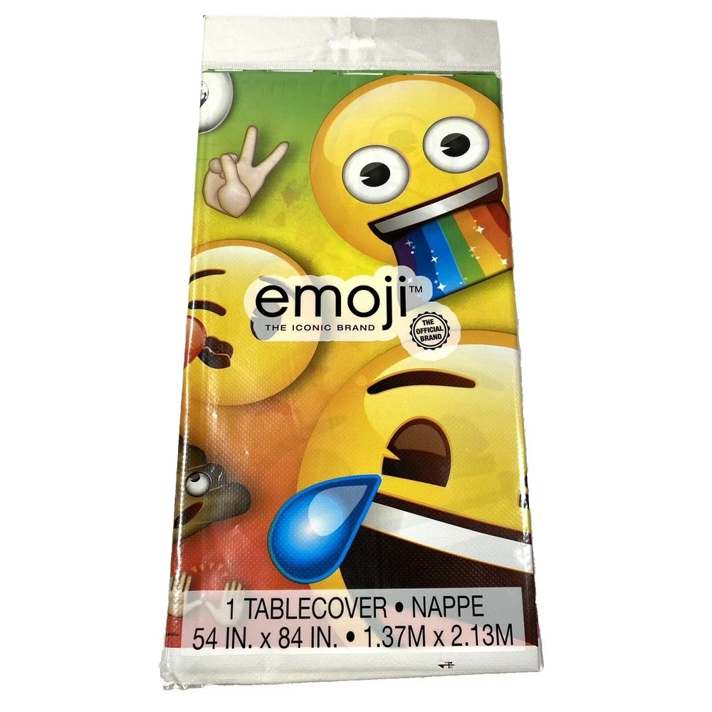 NEW emoji plastic‎ table cover for parties 54X84 in birthday party kids